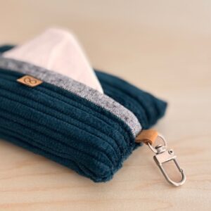 Pocket Tissue Holder - Teal Corduroy